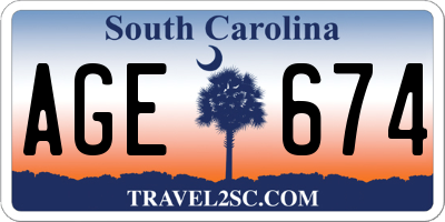 SC license plate AGE674