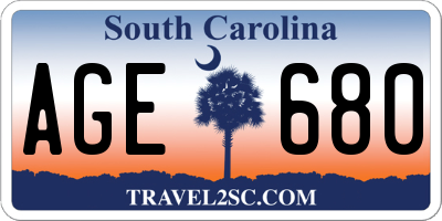 SC license plate AGE680