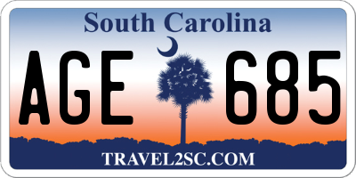 SC license plate AGE685