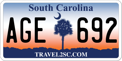 SC license plate AGE692