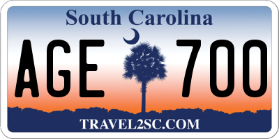 SC license plate AGE700
