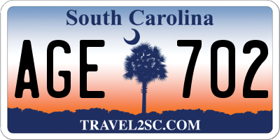 SC license plate AGE702