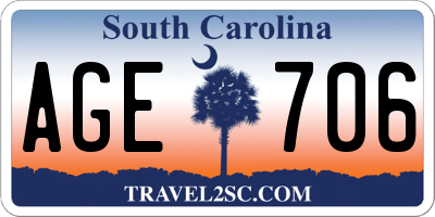 SC license plate AGE706