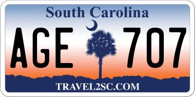 SC license plate AGE707