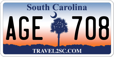 SC license plate AGE708