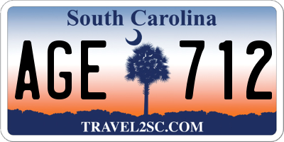 SC license plate AGE712
