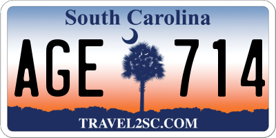 SC license plate AGE714