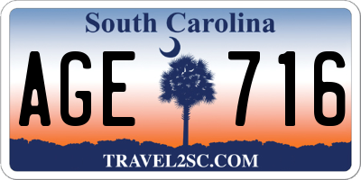 SC license plate AGE716