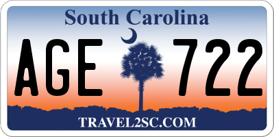 SC license plate AGE722
