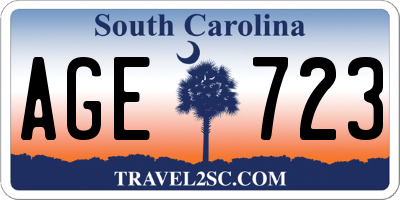 SC license plate AGE723