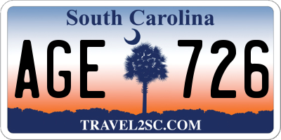 SC license plate AGE726