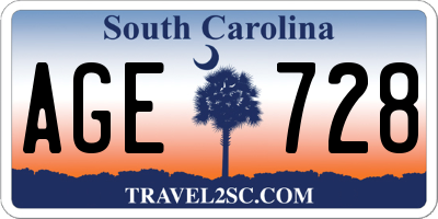 SC license plate AGE728