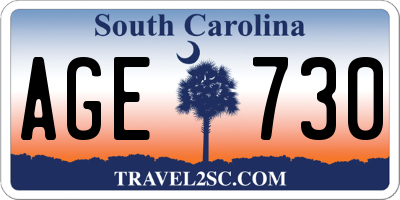 SC license plate AGE730