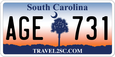 SC license plate AGE731