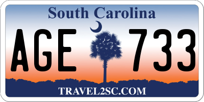 SC license plate AGE733