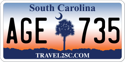 SC license plate AGE735