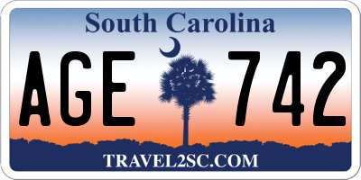 SC license plate AGE742