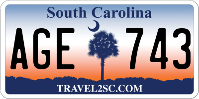 SC license plate AGE743