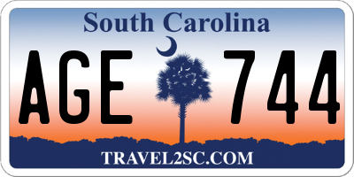 SC license plate AGE744