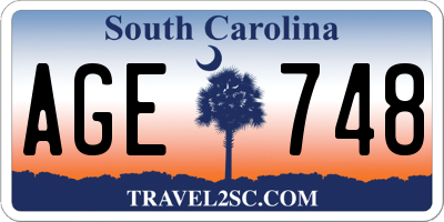 SC license plate AGE748