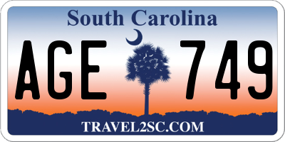 SC license plate AGE749