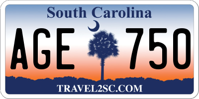 SC license plate AGE750