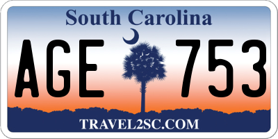 SC license plate AGE753