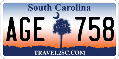 SC license plate AGE758