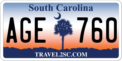 SC license plate AGE760