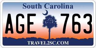 SC license plate AGE763