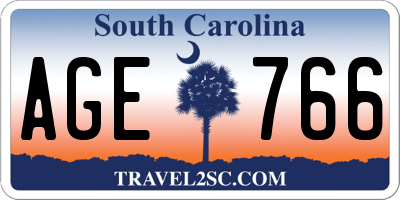 SC license plate AGE766