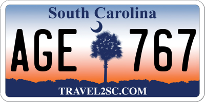 SC license plate AGE767