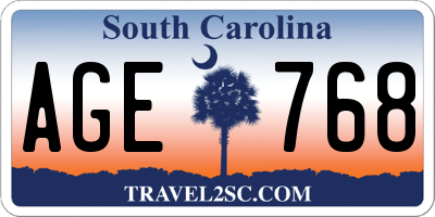 SC license plate AGE768