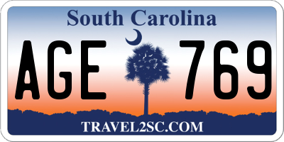 SC license plate AGE769