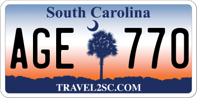 SC license plate AGE770