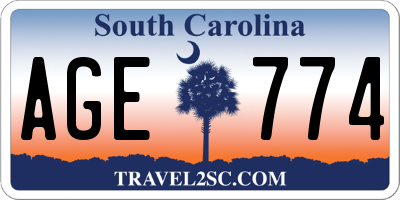 SC license plate AGE774
