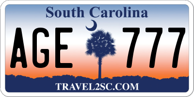 SC license plate AGE777