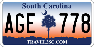 SC license plate AGE778