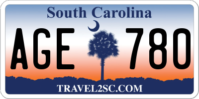 SC license plate AGE780