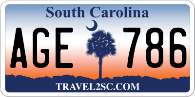 SC license plate AGE786