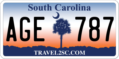 SC license plate AGE787