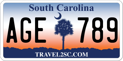 SC license plate AGE789