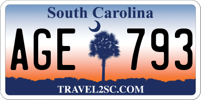 SC license plate AGE793
