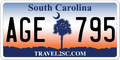 SC license plate AGE795