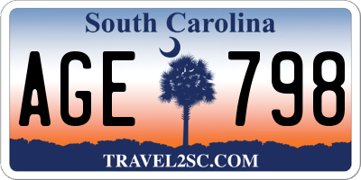 SC license plate AGE798