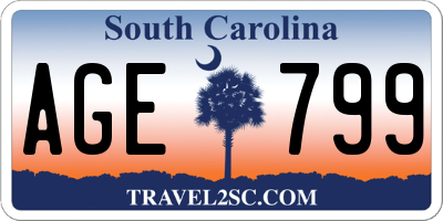 SC license plate AGE799