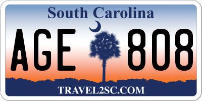 SC license plate AGE808