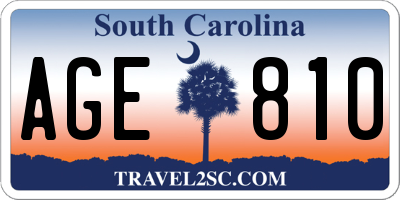 SC license plate AGE810