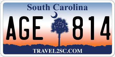 SC license plate AGE814