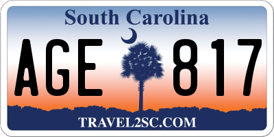SC license plate AGE817